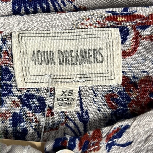 4OUR DREAMERS SMALL OFF WHITE FLORAL BLOUSE New - Picture 6 of 8